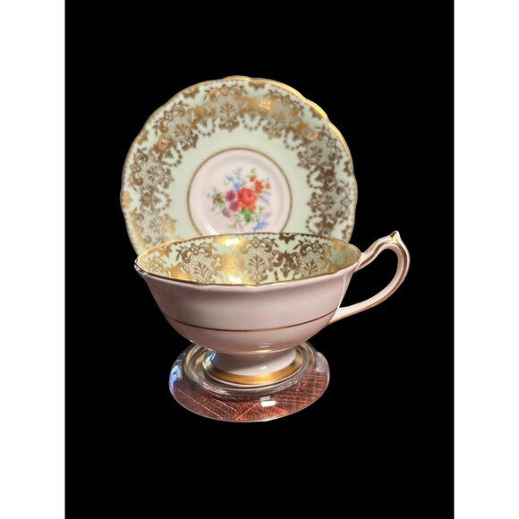 VTG ‘PARAGON’ Dbl Warrant English Fine Bone China Teacup Saucer in Pale Green - Picture 9 of 10